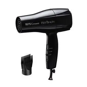 _Mega Brand  1875 Ceramic Hair Dryer, Powerful Fast Drying, Multi-Setting with Comb Attachment, Additional Detangler Included, Slide Bar Switch, Compact for Home & Travel (Black)