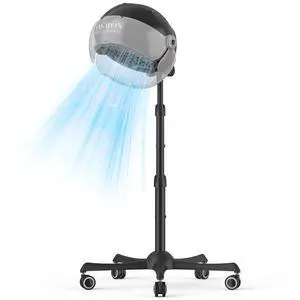 _Mega Brand Ionic Hooded Hair Dryer - 1875W Bonnet Dryer with 3 Temperature Settings - Portable Standing Dryer for Home and Salon