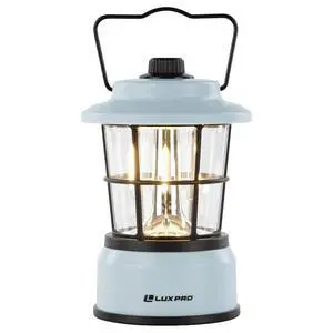 _Mega Brand Retro LED Lantern - Battery-Powered Emergency Lantern - Water Resistant - Bright LED Lamp for Indoor & Outdoor Use - Use for Tents, Hiking or Hurricane Prep (Blu, Pack of 1)
