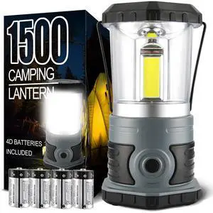 _Mega BrandLED Camping Lantern, 1500 LM Lanterns for Power Outages with 4 D Batteries Included, Battery Powered Lantern Flashlight with 4 Light Modes, Weatherproof Tent Light for Storms and Hurricanes
