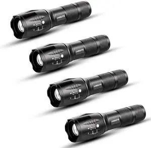 _Mega Brand LED Emergency Handheld Flashlight, 4 Pack, Adjustable Focus, Water Resistant with 5 Modes, Best Tactical Torch for Hurricane, Camping, Dog Walking _Mega Brand LED Emergency Handheld Flashlight, 4 Pack, Adjustable Focus, Water Resistant with 5 Modes, Best Tactical Torch for Hurricane, Camping, Dog Walking