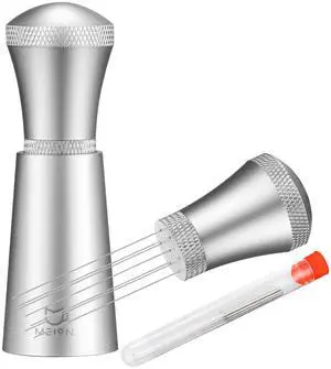 _Mega Brand WDT Espresso Distribution Tool Espresso Stirrer Tools for Barista, 0.35mm 7 Needles Espresso Coffee Stirrer with Extra 7 Replaceable Needles, Aluminum Alloy Handle with Stand (Silver)