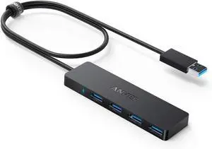 _Mega Brand USB Hub 4 Ports, Multiple USB 3.0 Hub, USB Splitter for Laptop, Extender for A Port Laptop, PC, Desktop and More [Charging Not Supported](2ft USB-A)