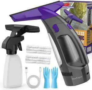 _Mega Brand 2500mAh Electric Window Cleaner Tool with Gloves and 2 Cleaning Cloth, Window Vacuum Squeegee Cordless with 360ml Spray Bottle & 100ml Water Tank for Window, Mirror, Countertop, Tile