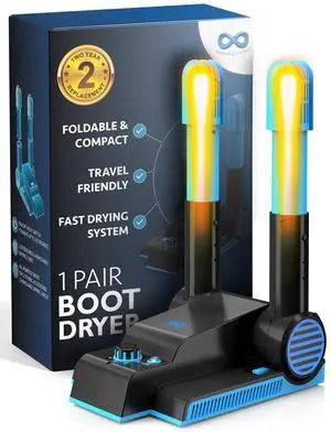 _Mega Brand  Foldable Compact Boot Dryer & Boot Warmer  Quiet Heat Blower, Easy-to-Use Fast 2-Hour Drying & Deodorizer, Extendable Tubes, Electric Shoe Dryer for Sneakers (1 Pair)