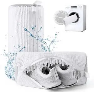 _Mega Brand M-Better Shoe Washing Machine Bags - Invisible Zipper Side Opening Laundry Bags for Sneakers and All Shoe Sizes (White 2pcs)