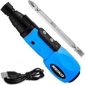 _Mega Brand 10577A Cordless Power Screwdriver | 1/4 Hex Auto-Lock Safety Chuck | Includes Phillips and Flathead Bit | USB Rechargeable Lithium-Ion Technology | Auto and Manual Mode