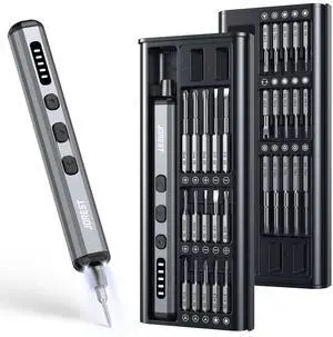 _Mega Brand Mini Electric Screwdriver, Precision Set with 38-in-1 Magnetic Bits, 5 Torque Settings, LED Light, Repair Tool Kit for iPhones, Laptop, Drone, Game Console, Camera, Glasses, Watches, Toys