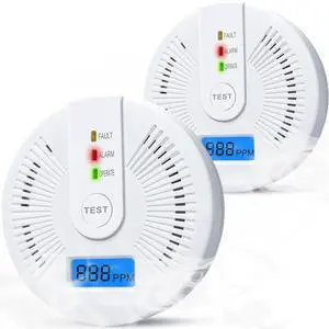 _Mega Brand Carbon Monoxide Detectors,CO Detectors Battery Powered,2 Pack Carbon Monoxide CO Alarms with Light&Digital Display for Home,Bedroom,Kitchen,Office