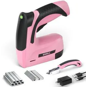 _Mega Brand Electric Staple Gun, 2 in 1 Cordless Upholstery Stapler Nail Gun for Wood, 4V Rechargeable Brad Nailer Kit w/ 2500 Staples Nails, Staple Remover & Fast Charger for Crafts, DIY, Decoration