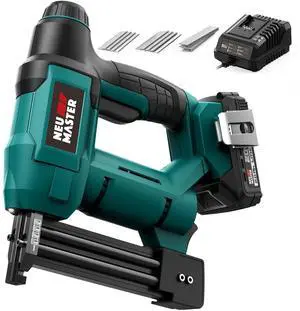 _Mega Brand  Nail Gun Cordless with Battery Powered - 18 Gauge 2 in 1 Brad Nailer/Staple Gun, 20V Max. 2.0Ah Battery & Charger, 800 Nails & 200 Staples Included