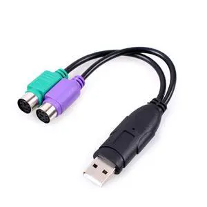 _Mega Brand PS/2 to USB Adapter Converter for PS2 Keyboard Mouse, USB to Dual PS/2 Cables Computers Accessories (Black)