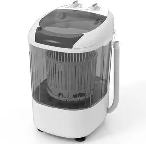 _Mega Brand Portable Mini Washing Machine, 5.5 lbs Capacity Small Compact Laundry Washer with Spin Tub & Drain Hose, Semi-automatic Washer Machine for Apartment Dorms RV Home (Grey)