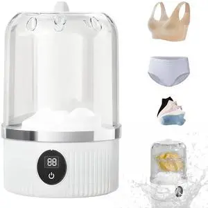 _Mega Brand Portable Washing Machine, Underwear Washer, Small Washing Machines, Mini Washing Rechargeable Cordless Washing-Machine, Laundry Cup for Bra, Underwear, Socks (1.2 L capacity)