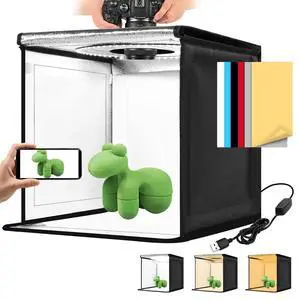 _Mega Brand , 12/16/20/24/32 Inch Photography Light Box with CRI>95 120 Light Beads. Dimmable Shooting Tent Kit with White and Warm Light. 6 Color Backdrops Photo Booth for Studio Products Display