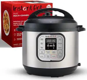 _Mega Brand  Duo 7-in-1 Mini Electric Pressure Cooker, Slow Rice Cooker, Steamer, Sauté, Yogurt Maker, Warmer & Sterilizer, Includes Free App with over 1900 Recipes, Stainless Steel, 3 Quart