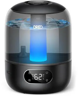 _Mega Brand Humidifiers for Bedroom, 3L Top Fill 30H & 26dB Quiet Runtime for Large Room, Cool Mist Ultrasonic Humidifier with Humidity Sensor, Night Light for Home, Baby, Nursery, Plants, 360° Nozzle