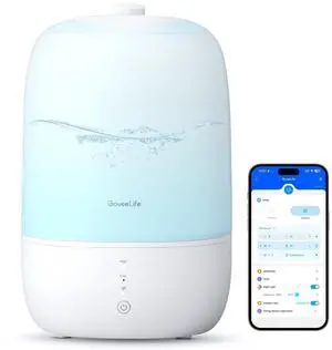 _Mega BrandSmart Humidifiers for Bedroom, 3L Top Fill Cool Mist Humidifiers with Essential Oil Diffuser, Humidity Control, WiFi Air Humidifier with Night Light, for Baby, Plants, Home, Work with Alexa