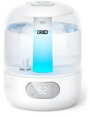 _Mega Brand  for Bedroom, 3L Top Fill 30H & 26dB Quiet Runtime for Large Room, Cool Mist Ultrasonic Humidifier with Humidity Sensor, Night Light for Home, Baby, Nursery, Plants, 360° Nozzle, White