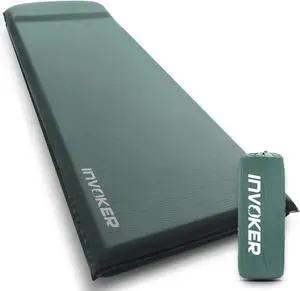 _Mega Brand  Self Inflating Camping Sleeping Pad, Ultra-Thick Elasticity Foam Fast Inflating 4-Season Insulated Durable Camping Mat Air Mattress with Pillow, for Tent, Car, Camping, Traveling, Green