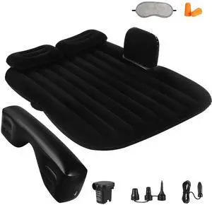 _Mega Brand Car Air Mattress Portable Car Bed Back Seat Camping Bed Inflatable Dog Bed for Car Universal SUV Camping Mattress with Car Air Pump 2 Pillows (Black)