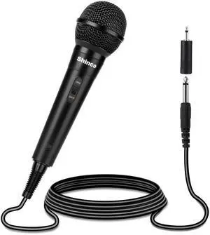 _Mega Brand Handheld Mic, Cardioid Vocal Dynamic Microphone with 13ft Cable and ON/Off Switch, Plug-in Microphone for Karaoke Singing Machine, AMP, and Speaker