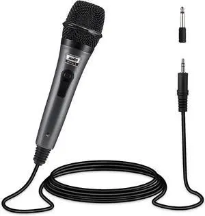 _Mega Brand Wired Handheld Vocal Microphone, Metal XLR Dynamic Cardioid Mic with 13 ft Cable, for Singing, Stage, Party, Compatible with Karaoke Machine/PA System/Amp/Mixer, Grey