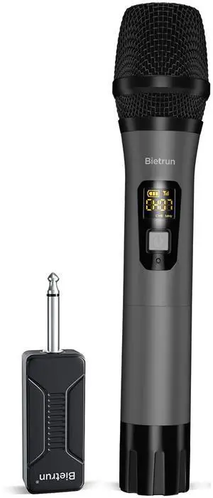 _Mega BrandWireless Microphone Only for Mic Input, UHF Metal Dynamic Handheld Multipurpose Mic with Rechargeable Receiver (Work 4hs), 160ft Range, for Karaoke Machine, Amplifier Speaker, Mixer, Church