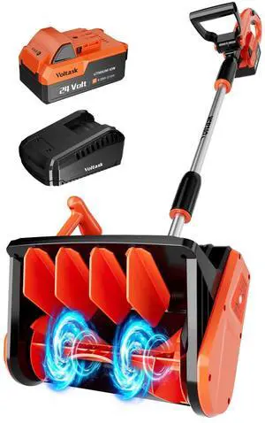 _Mega Brand Cordless Snow Shovel Brushless, 24V 13 Inch Cordless Snow Blower, Electric Snow Shovel with Directional Plate & Adjustable Front Handle (4-Ah Battery & Quick Charger Included)
