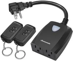 DEWENWILS Wireless Remote Control Outdoor Outlet With 2 Remotes, Electrical Plug-in Light Switch, Weatherproof, 15 AMP Heavy Duty, 100 FT Range, for Lights, Lamp, Fans, ETL Listed