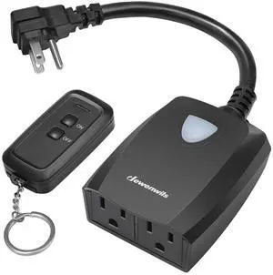 DEWENWILS Outdoor Wireless Remote Control Outlet Power Strip Weatherproof, Indoor Outdoor Electrical Plug in Light Switch for Christmas Decor, 15 A, 7-Inch Extension Cord, 100 FT Range, ETL Listed