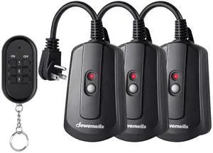 DEWENWILS Outdoor Wireless Remote Control Outlet Kit, Waterproof Electrical Plug for Indoor Outdoor Lights, Separately Controlled 3 Pack Receivers, 100 Feet RF Signal, UL Listed