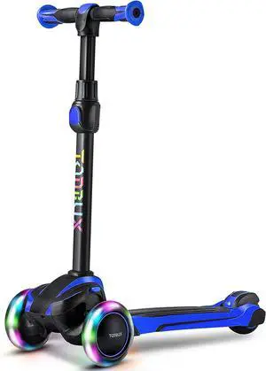 _Mega Brand  Kids Scooter for Age 3-12, Toddler Scooters with 4 Adjustable Heights, Light Up 3-Wheels Scooters, Shock Absorption Design, Lean to Steer, Balance Training Scooter for Kids - Blue