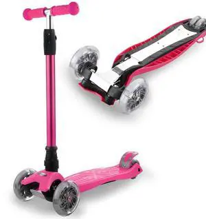 _Mega Brand 3 Wheel Scooter for Kids Ages 6-12,Kids Scooter with Light Up Wheels, Sturdy Deck Design, and 4 Height Adjustable Suitable for Kid Ages 3-12