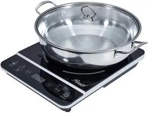 _Mega Brand Induction Cooker 1800 Watt, Induction Cooktop, Electric Burner with Stainless Steel Pot 10" 3.5 QT 18-8, RHAI-13001