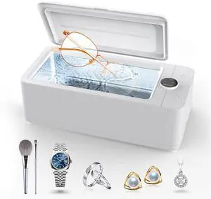 _Mega Brand Ultrasonic Jewelry Cleaner, 50KHz Professional Jewelry Cleaner Machine with 3 Timer Modes for Jewelry, Eyeglasses, Rings, Watch Strap, Dentures, 304 Stainless Steel Tank