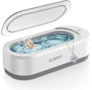 _Mega Brand Ultrasonic Jewelry Cleaner, Jewelry Cleaner Machine 12oz 46KHz, Professional Sonic Cleaner with One-Touch Operation, Sonic Cleaner for Rings, Glasses, Jewelry, Dentures White