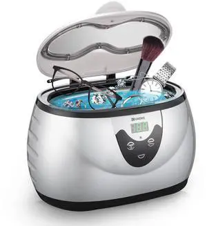 _Mega Brand 3800S Professional Ultrasonic Jewelry Cleaner Machine, 0.6L Portable Household Timer Device for Eyeglasses, Dentures, Watches, Rings | Silver, Fast Deep Cleaning for Small Accessories