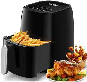 _Mega Brand 4.5QT Air Fryer with Tempered Glass LED Touch Screen, 6 Presets One-Touch Cooking, Adjustable Temp & Time, Dishwasher Safe Nonstick Basket, Oil-Free Healthy Cooking, 14 People