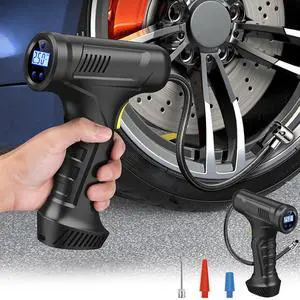 _Mega Brand 150PSI Tire Inflator Portable Air Compressor, 12V DC Digital Gauge, Double Cylinder, Auto Shut-Off, LED Emergency Light, 45L/min, Alloy & Plastic, AC Adapter, for Car.