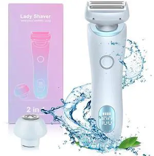 _Mega Brand Women's Rechargeable Cordless Electric Razor, Wet & Dry Shaver for Face, Leg, Bikini, IPX7 Waterproof, Travel & Home Use, Blue