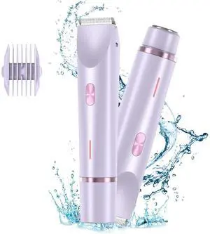 _Mega Brand Women's Dual-Head Body Trimmer, USB Rechargeable Wet & Dry Electric Razor for Bikini, Face, and Body Hair - Purple.