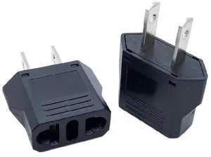 _Mega Brand Europe EU 2-Prong Type C to USA/Canada Travel Adapter, Universal AC Power Converter Plug, Grounded Wall Outlet for Laptop Phone Camera  EU-2-US Compact Travel Charger.