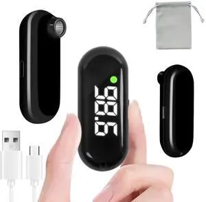 _Mega Brand Accurate & Fast Rechargeable Digital Infrared Forehead Thermometer for Adults & Kids - Portable, with Fever Alarm, 1s Instant Results, and Clear LCD Display (Black).