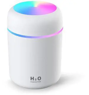 _Mega Brand 300 ml Portable Cool Mist Car Humidifier  Colorful USB Mini Humidifier with Auto Shut-Off, 2 Mist Modes, Ultra-Quiet Operation  Small White Humidifier for Car, Office, Travel & Desktop.