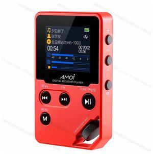 Amoi C10 Hi-fi Stereo Music MP3 Player HD Lossless Mini Sports Jogging DAC MP4 Support Radio TF DSD eBook Recorder Trackwheel Walkman Red 8GB