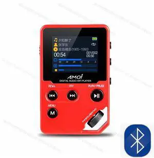 Amoi C10 Hi-fi Stereo Music MP3 Player HD Lossless Mini Sports Jogging DAC MP4 Support Radio TF DSD eBook Recorder Trackwheel Walkman Red 128 GB