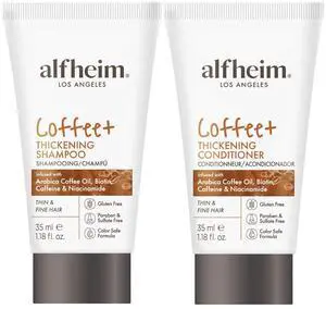 ALFHEIM Caffeine Shampoo and Conditioner Travel Set | Strengthens Hair & Supports Scalp Health | Biotin & Niacinamide for Thicker, Fuller Hair | Sulfate-Free for Oily Scalp & Thinning Hair | 1.18oz*2