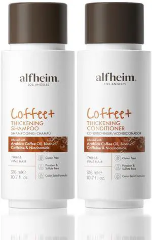 Alfheim Caffeine Shampoo and Conditioner Set | Strengthens Hair & Supports Scalp Health | Biotin & Niacinamide for Thicker, Fuller Hair | Sulfate-Free for Oily Scalp & Thinning Hair | 10.7 oz Each