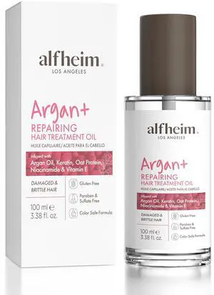 ALFHEIM Argan Repairing Hair Oil | Restores Strength & Shine Protects Against Environmental | Damage Lightweight Nourishment for Damaged & Color-Treated Hair | Paraben & Sulfate-Free | 3.38 fl.oz